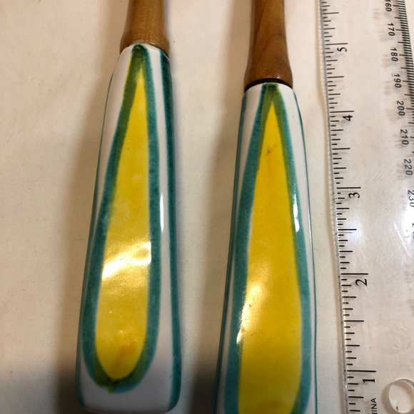 Vintage Salad Utensils with Yellow turquoise handles - Picture 3 of 6